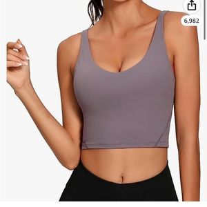 Lemedy Women Sports Bra Longline Crop Tank Top Padded Workout Running Yoga